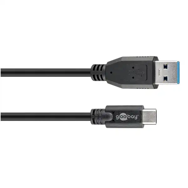 Goobay 50cm USB-C to USB A 3.0 Male Cable Cord Connector For Smartphones Black