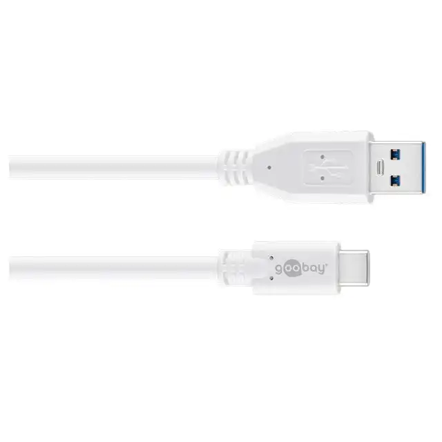 Goobay 50cm USB-C to USB A 3.0 Male Cable Cord Connector For Smartphones White