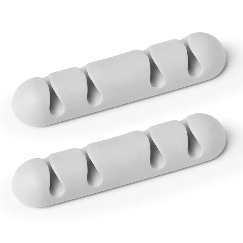 2pc Durable Cavoline 18cm Plastic Self Adhesive Clips Fastener Organiser Grey