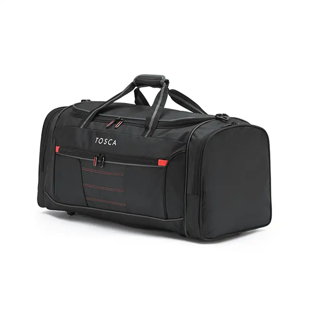 Tosca 80L Travel Sports Duffle Carry Bag Black/Grey/Red Medium 70x34cm