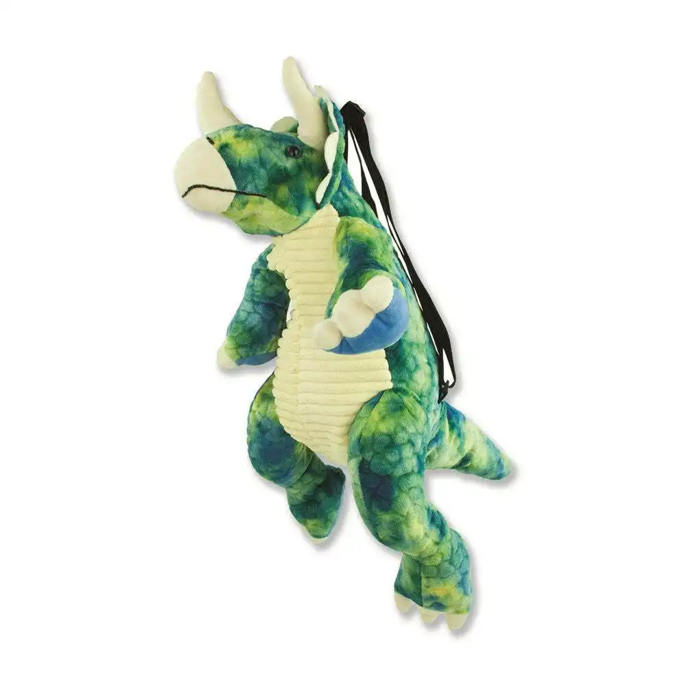 Johnco Patch Triceratops Dinosaur Plush Backpack Bag Kids/Toddler 3y+ Green