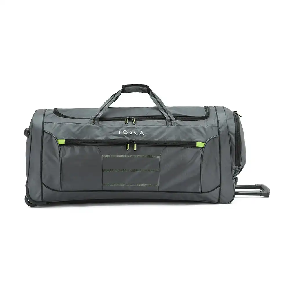 Tosca 80L/70cm Wheel Sports Duffle Bag Medium Travel Carry Luggage Grey/Lime