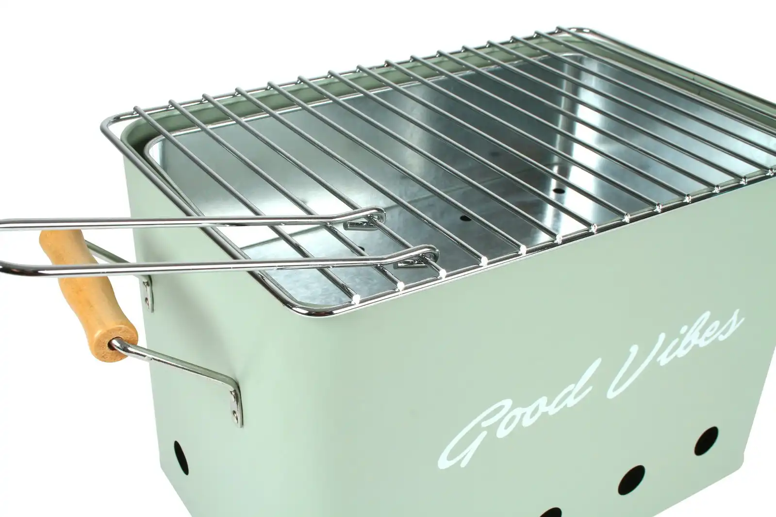 Good Vibes 43x22cm Beach/Outdoor Charcoal Portable BBQ/Barbecue Hamptons Sage