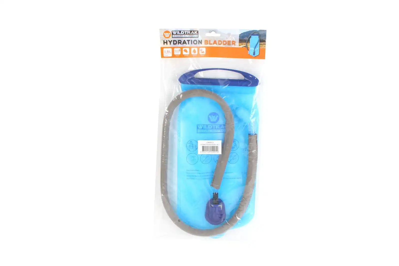 Wildtrak 1.5L Hydration Bladder Pack Outdoor Camping Water Drink Container Blue