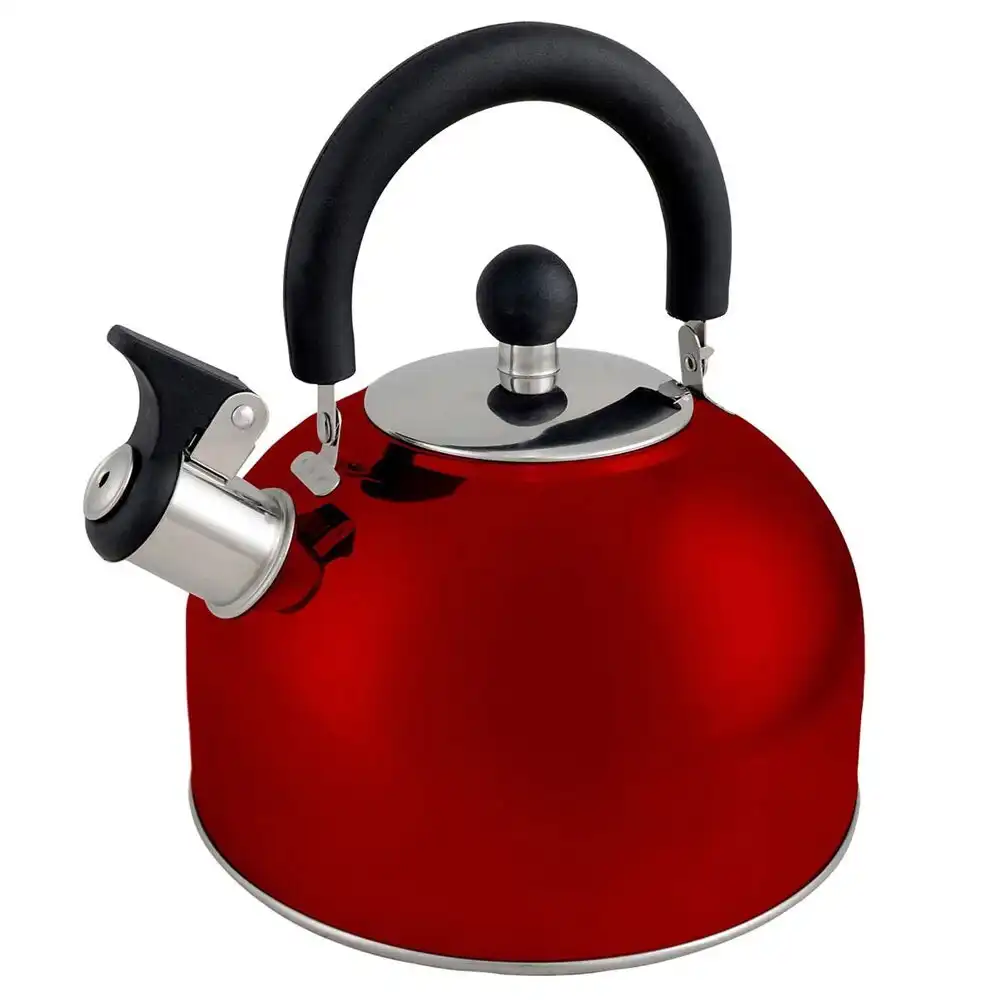 Wildtrak 2.5L Whistling Kettle Outdoor Picnic/Camping Hot Drink Water Boiler Red