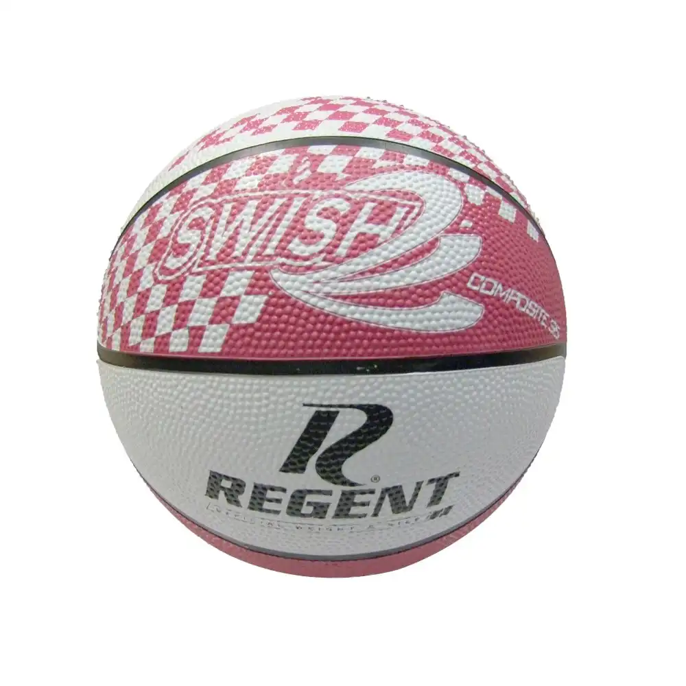 Regent Swish Indoor/Outdoor Training Basketball Size 5 Synthetic Rubber WHT/PNK