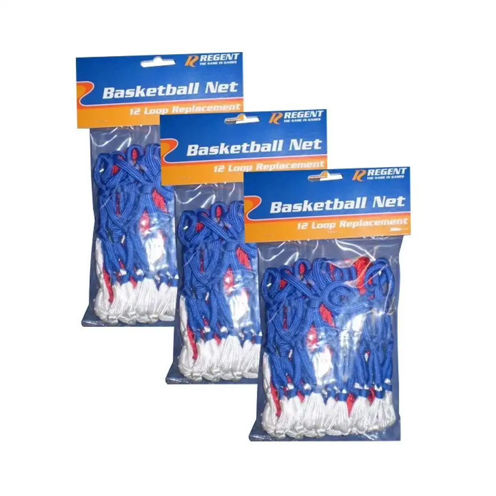 3x Regent Heavy Duty Basketball Ring/Hoop Rim Net Official Size Red/White/Blue
