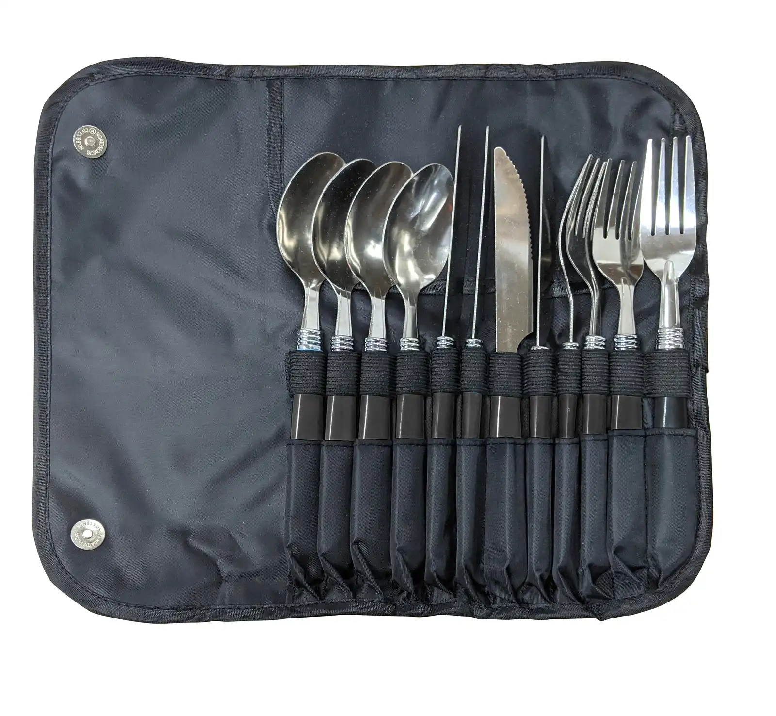 12pc Wildtrak Stainless Steel Cutlery Set Spoon/Fork/Knife w/ Roll Up Pouch