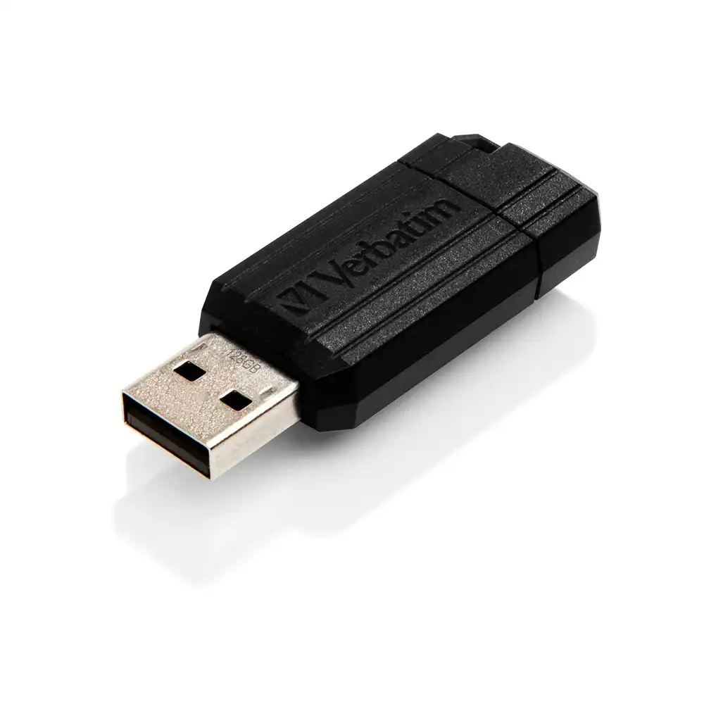 Verbatim Store'n'Go Pinstripe 128GB USB Storage Stick Drive For Laptop/PC Black