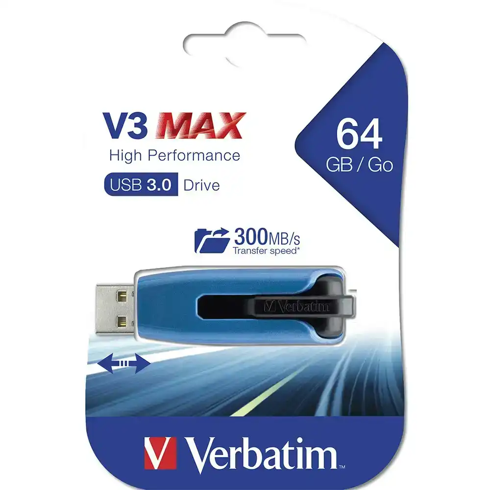 Verbatim Store'n'Go V3 Max High Performance 64GB USB Stick Drive For Laptop/PC
