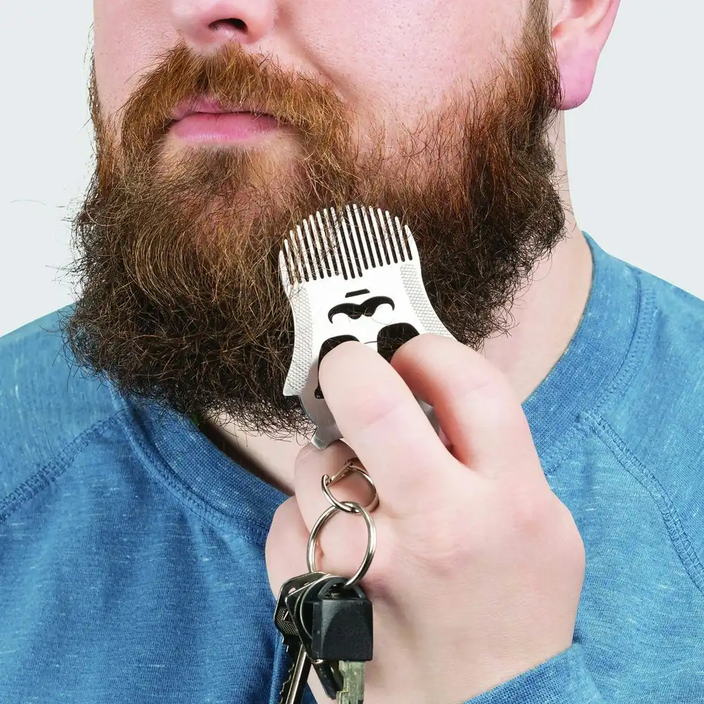Kikkerland Facial Hair Beard Comb/Nail File Multi-Tool Metal Grooming/Styling