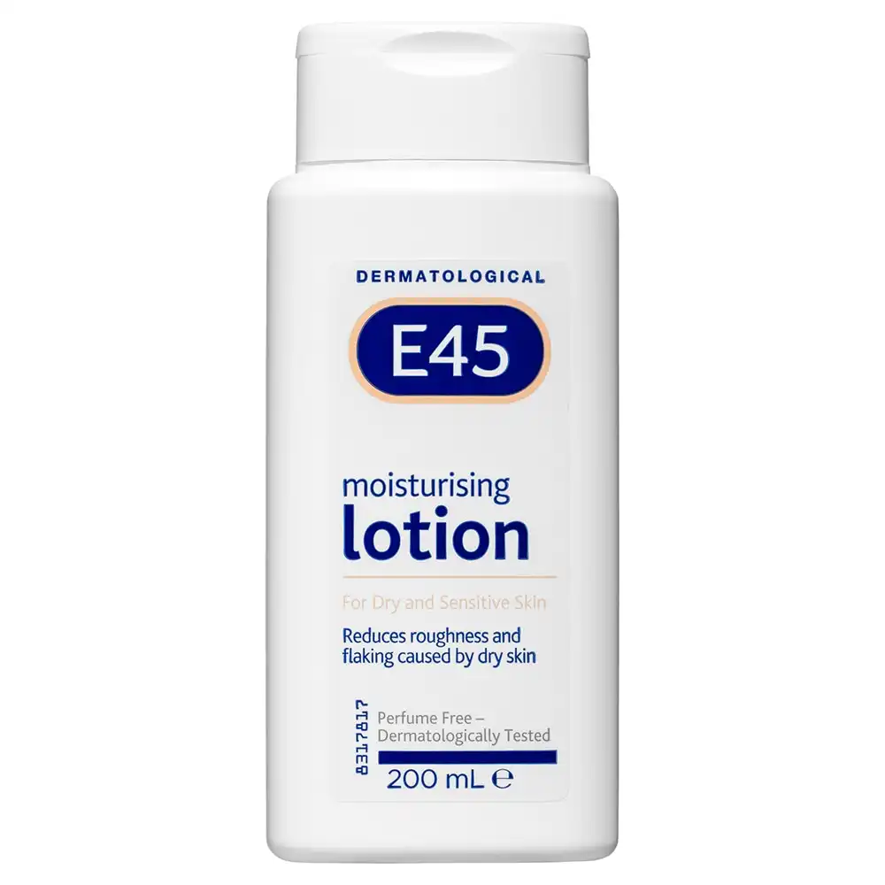 E45 Moisturising Lotion 200ml Care f/ Dry/Sensitive Skin Body/Face/Hands