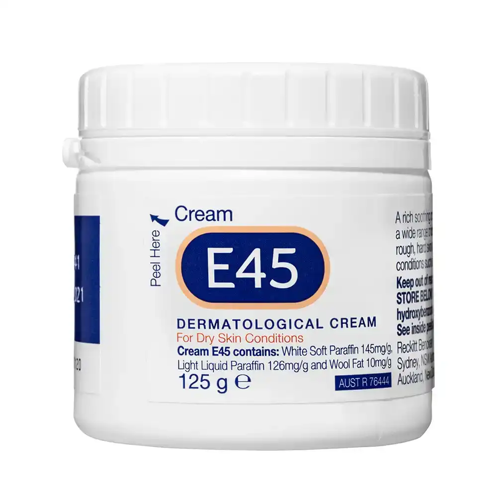 E45 Cream/Care For Dry Skin Tub 125g Body/Hands Non-Greasy/Soothing/Softening