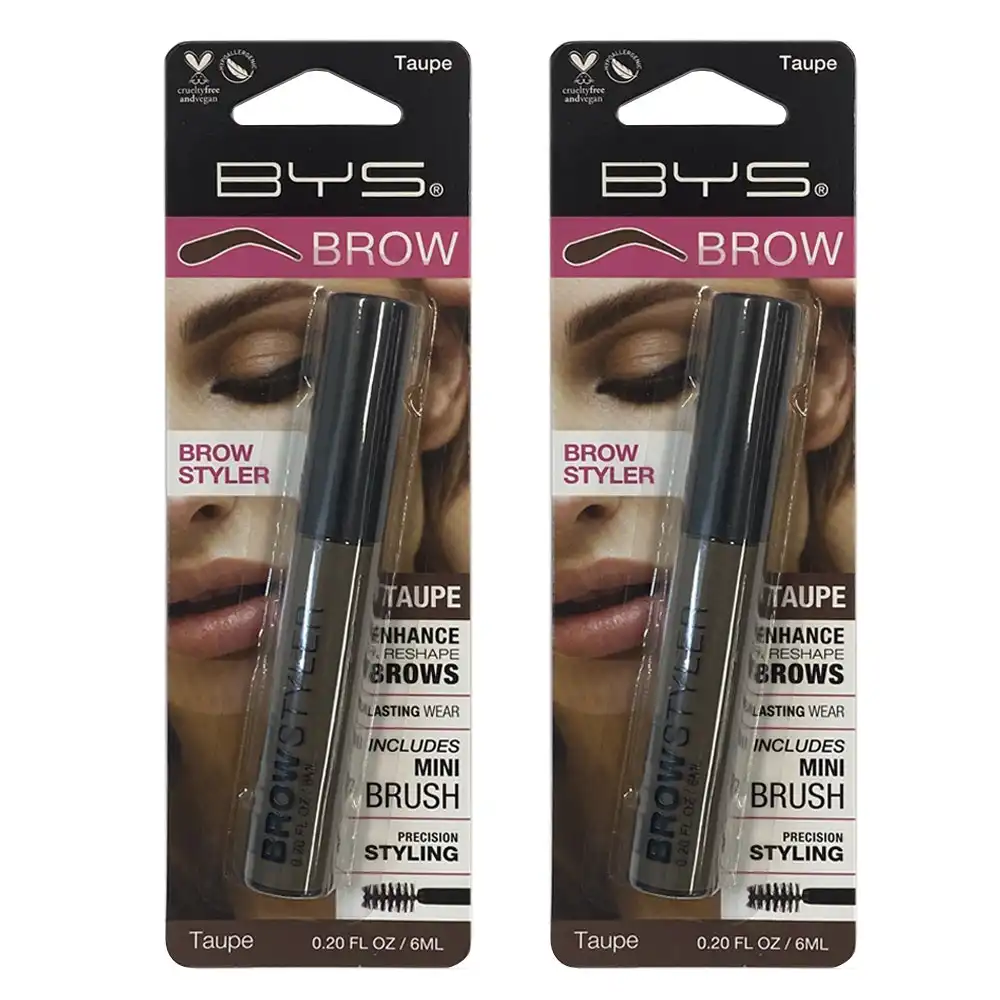 2x BYS 6ml Eyebrow Brow Gel Styler w/ Mini Brush Taupe Face Makeup Eye Cosmetics