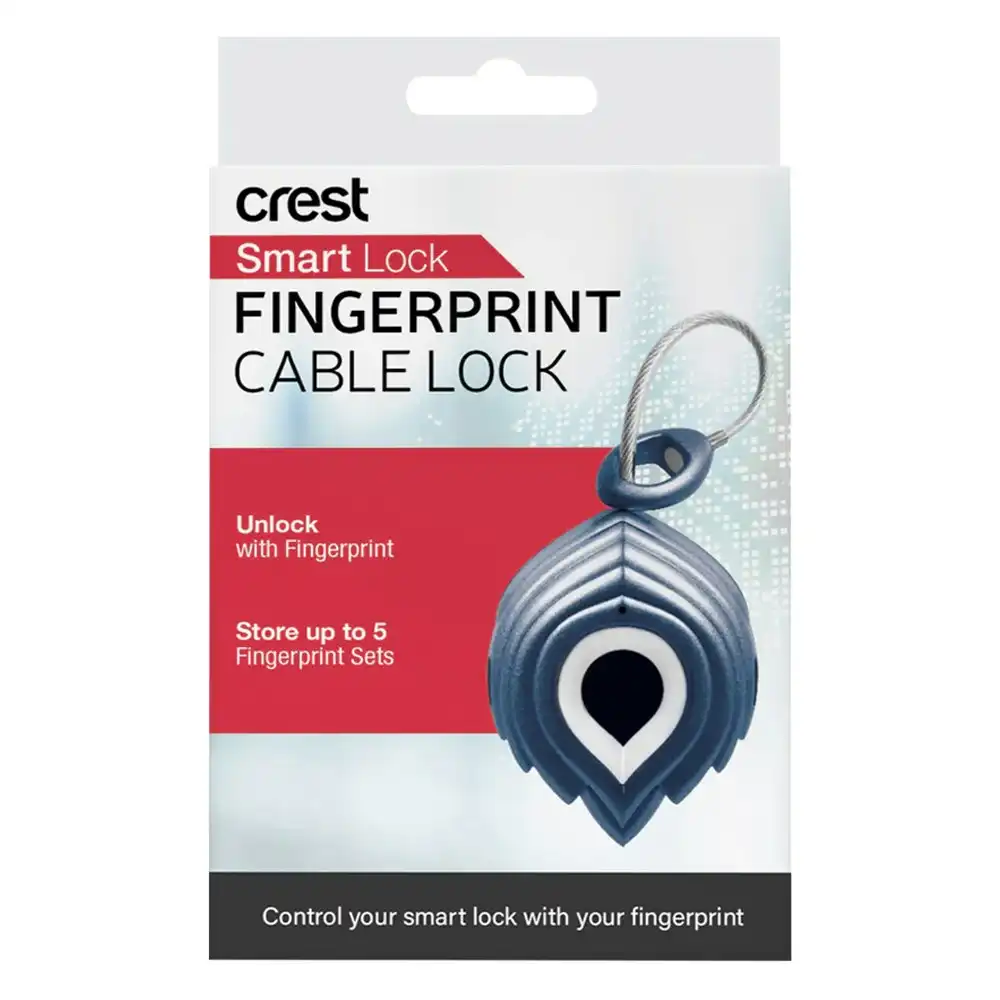 Crest SmartLock Fingerprint Cable Padlock USB Rechargeable Safety Lock Blue