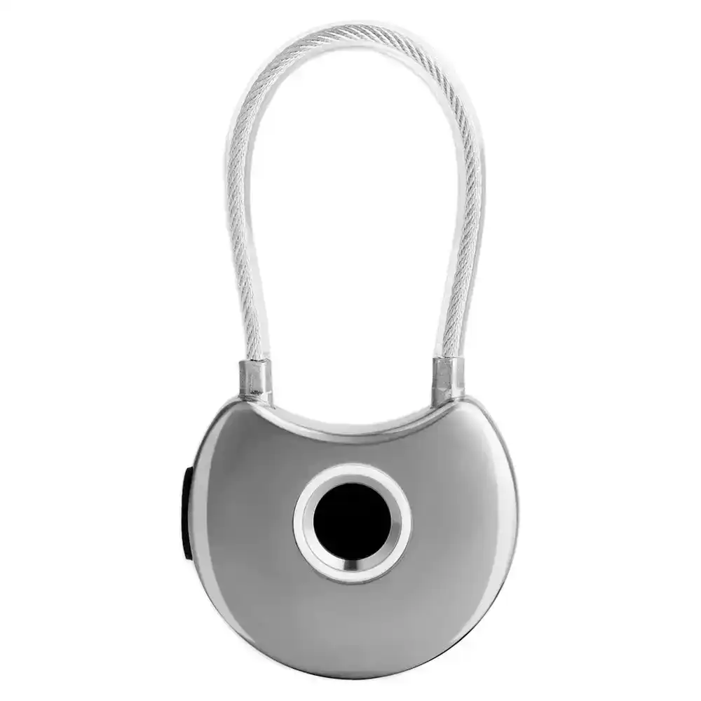 Crest SmartLock Cable Wireless Fingerprint Activated Padlock Safety Lock Silver