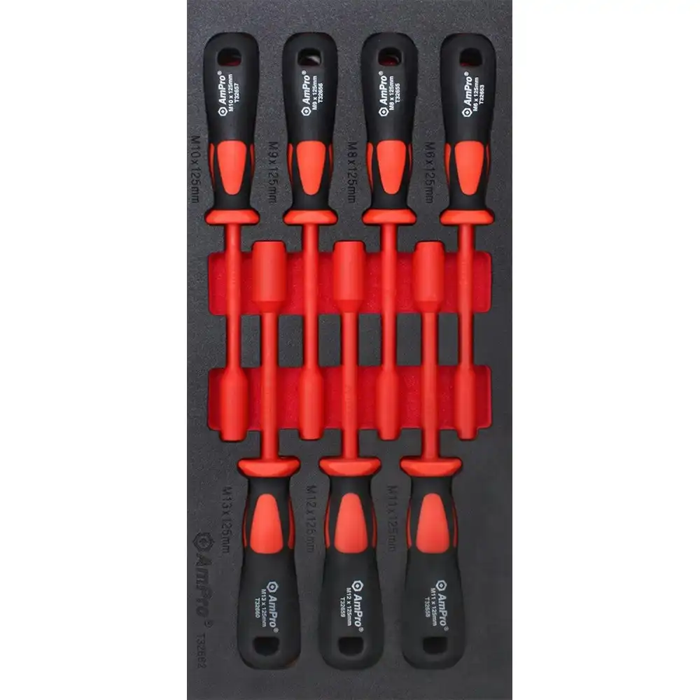 7pc Ampro 125mm Insulated Nut Drivers Electrical Home Tool Kit Set TS42662
