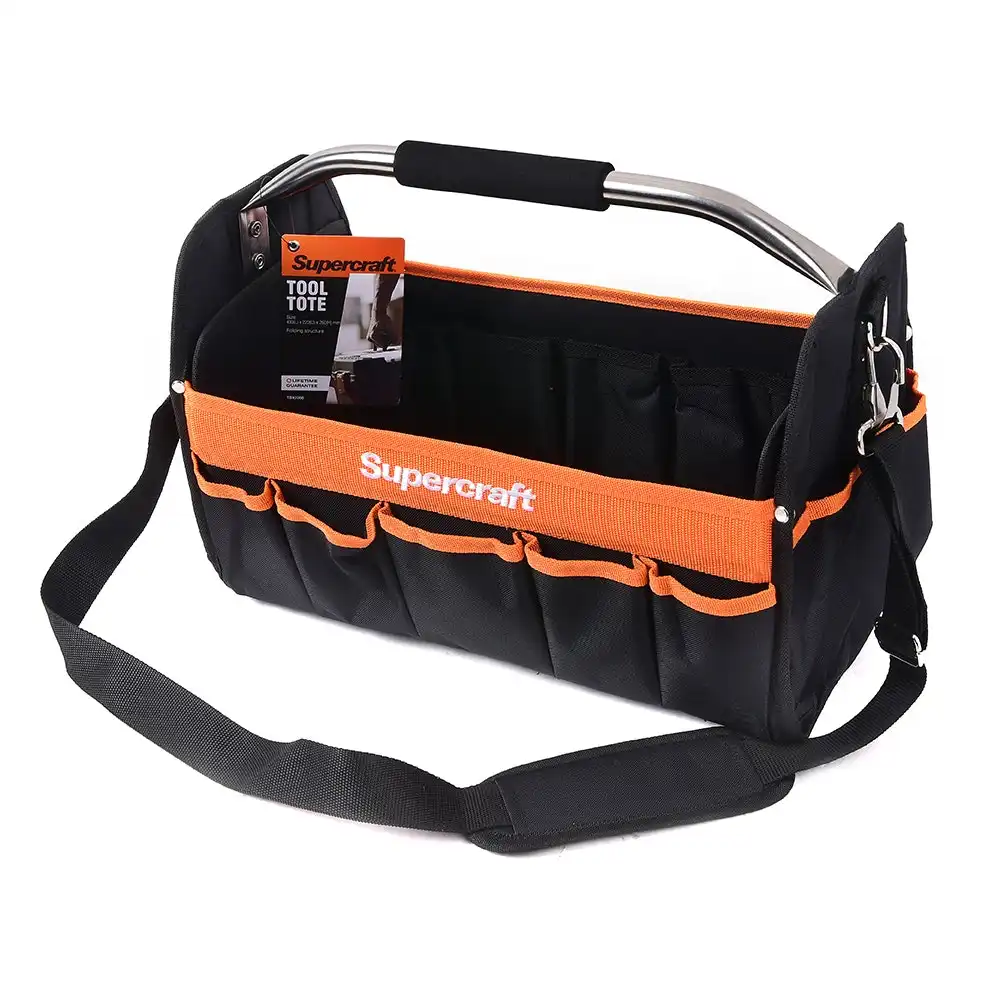 Supercraft Heavy Duty Fabric Tool Bag Portable Storage Toolkit 430mm BLK/ORNG