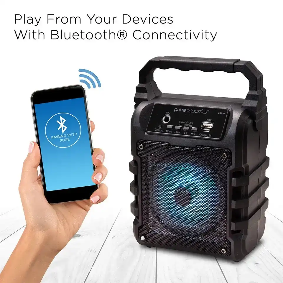 Pure Acoustics TWS Portable Bluetooth Wireless Speaker PA System/FM Radio/USB