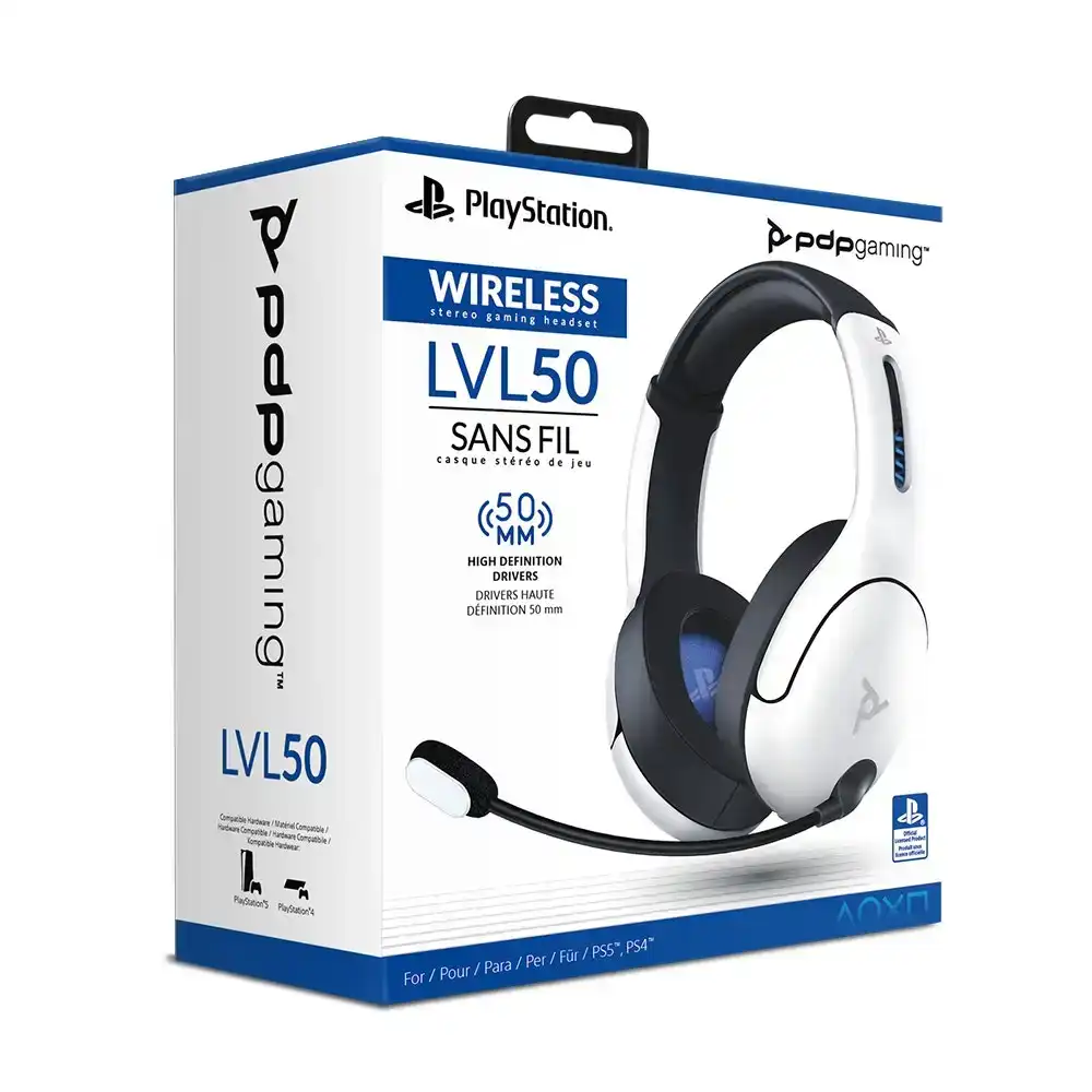 PDP Gaming LVL50 Wireless Gaming Headset White For Playstation 5/4 Console