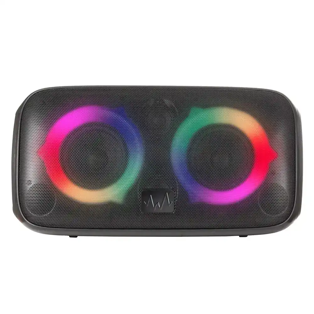 Wave Portable Shuffle Party Bluetooth Lights Speaker w/ Wireless Microphone BLK