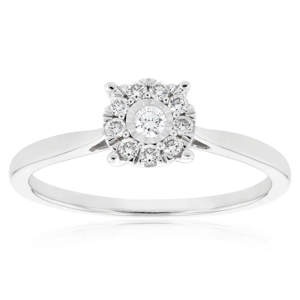 Luminesce Lab Grown Diamond .15 Carat Cluster Dress Ring in 9ct White Gold