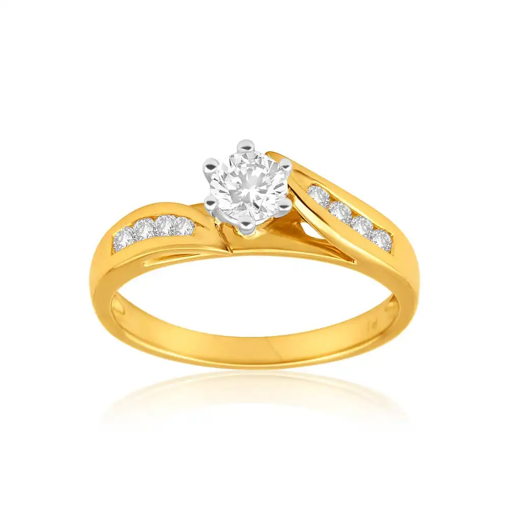 18ct Yellow Gold Ring With 8 Brilliant Cut Diamonds Totalling 1/2 Carats