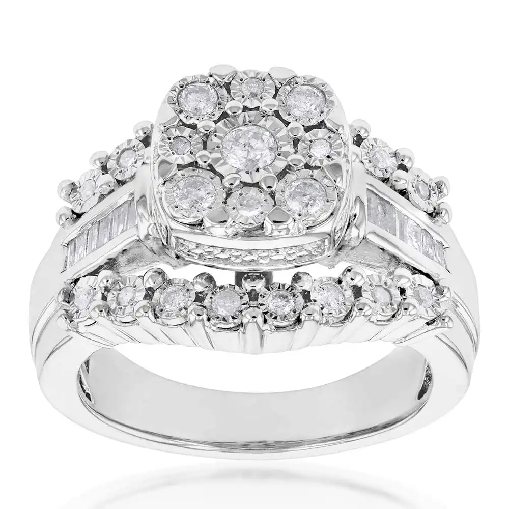Silver 1/2 Carat Diamond Dress Ring with 37 Diamonds