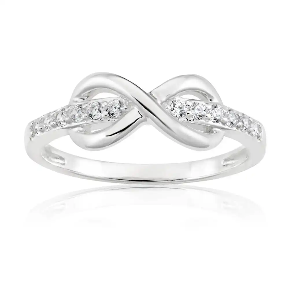 Sterling Silver Cubic Zirconia Channel Set Infinity Ring