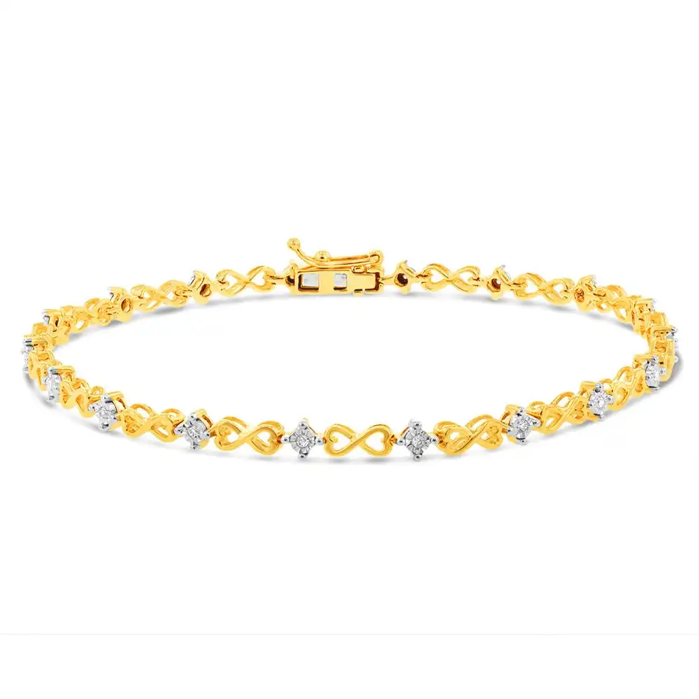 Luminesce Lab Grown Diamond infinity Bracelet in 9ct Yellow Gold