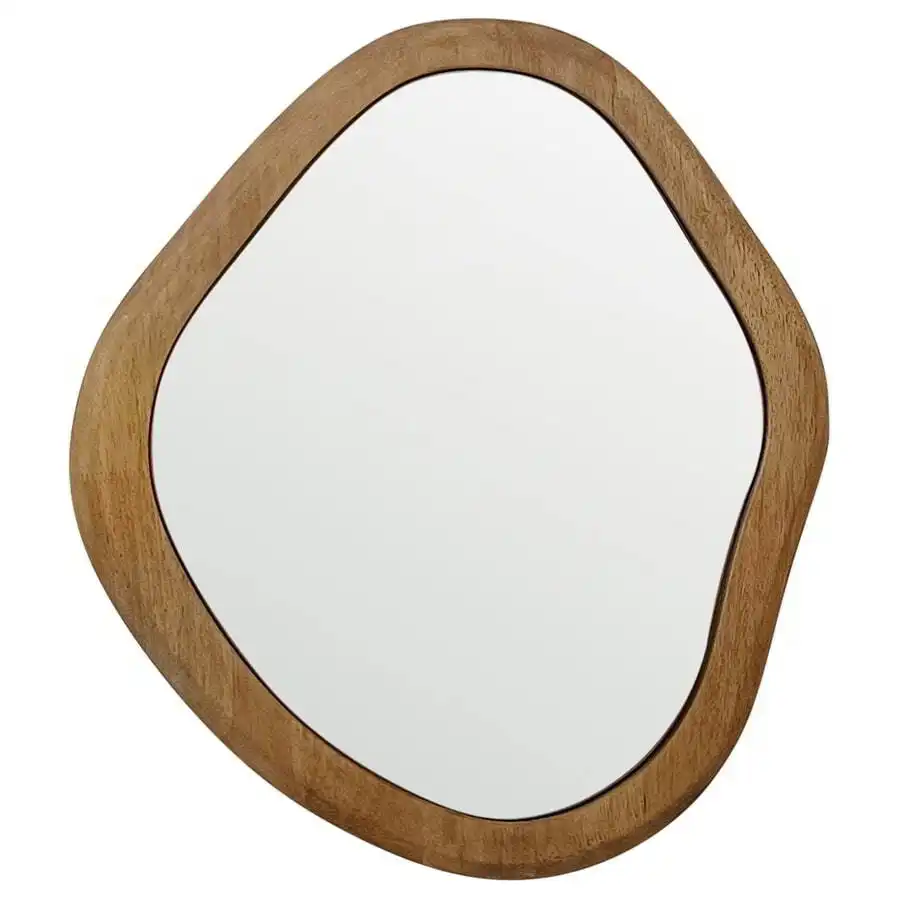 Asymmetric Oval Wood-Framed Wall Mirror 60cm