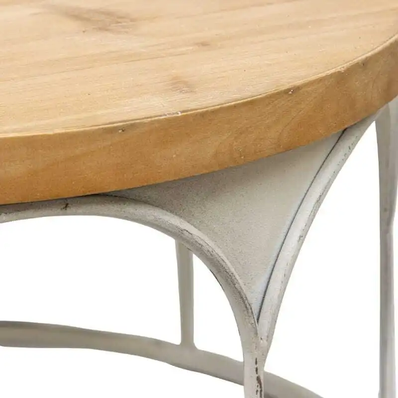 Willow & Silk Round 61cm Wooden-Top Arch Coffee Table/Side Table