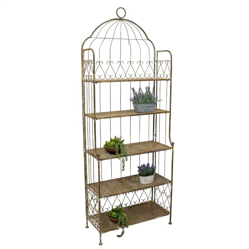 Willow & Silk Metal 200cm Taupe Birdcage 5-Shelf Plant/Art Stand/Organiser