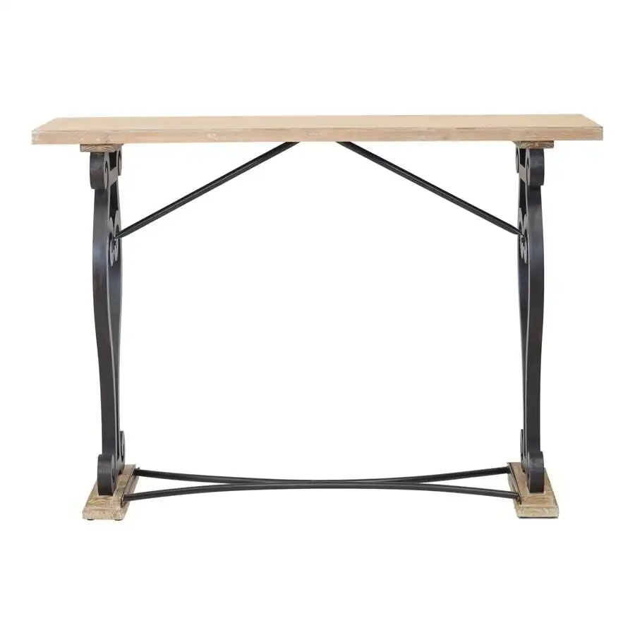 Loop Design Metal Wooden Console Table