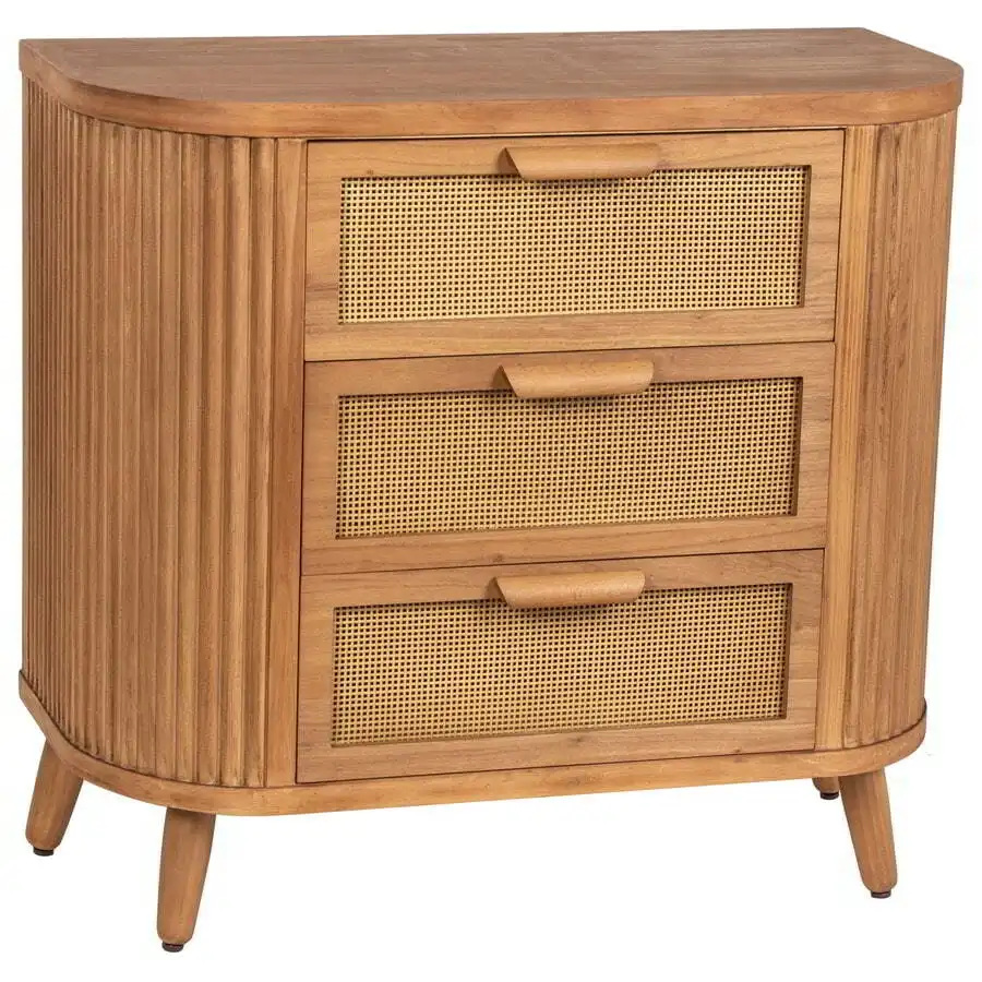 Mid-Century Ribbed 3-Drawer Cabinet