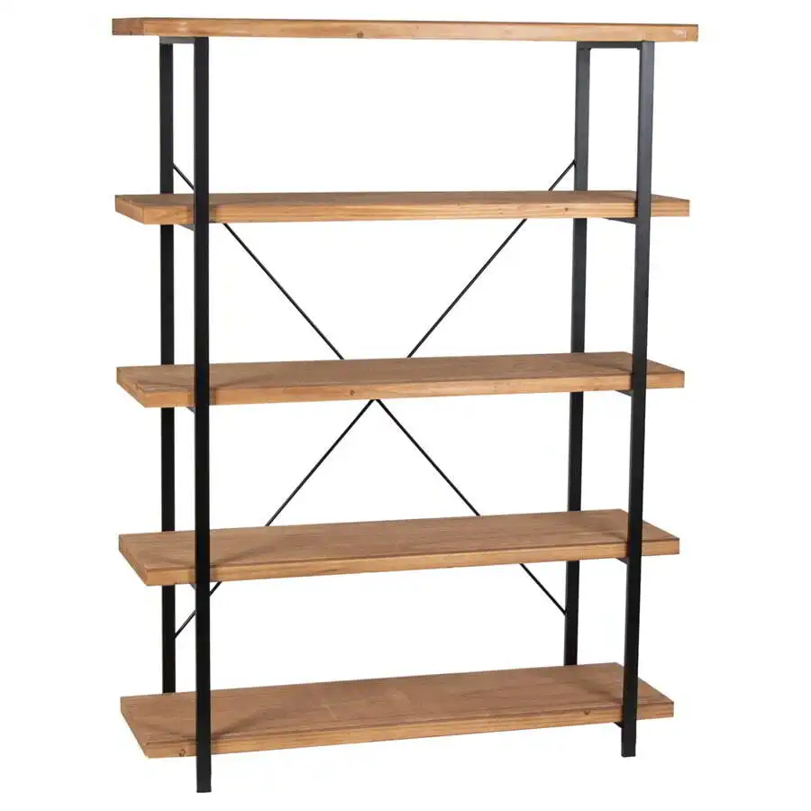 Organiser Storage Wooden Metal 5-Tier Shelf - Natural