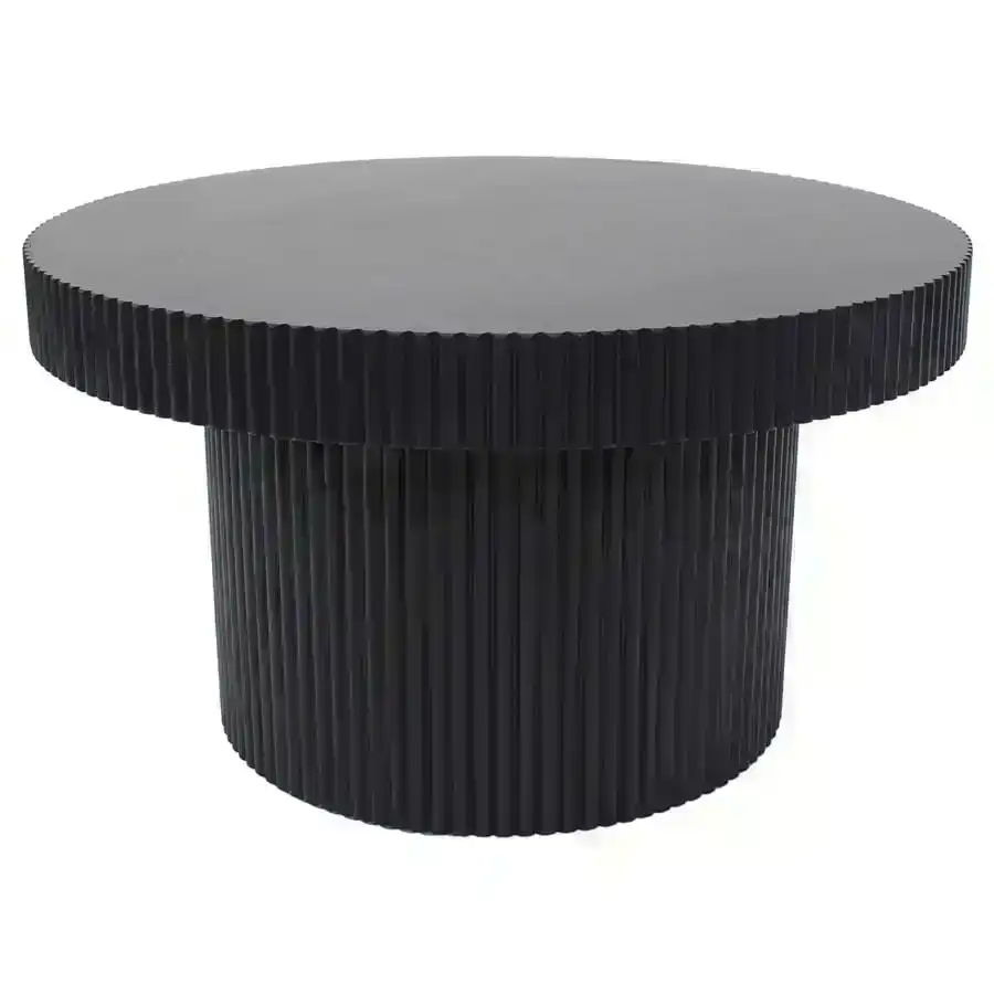 Wooden Fluted Black Coffee Table 70 cm