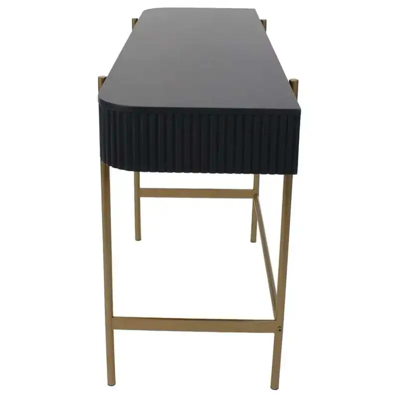 Willow & Silk 120cm Wooden Black Ribbed Console/Hallway Table