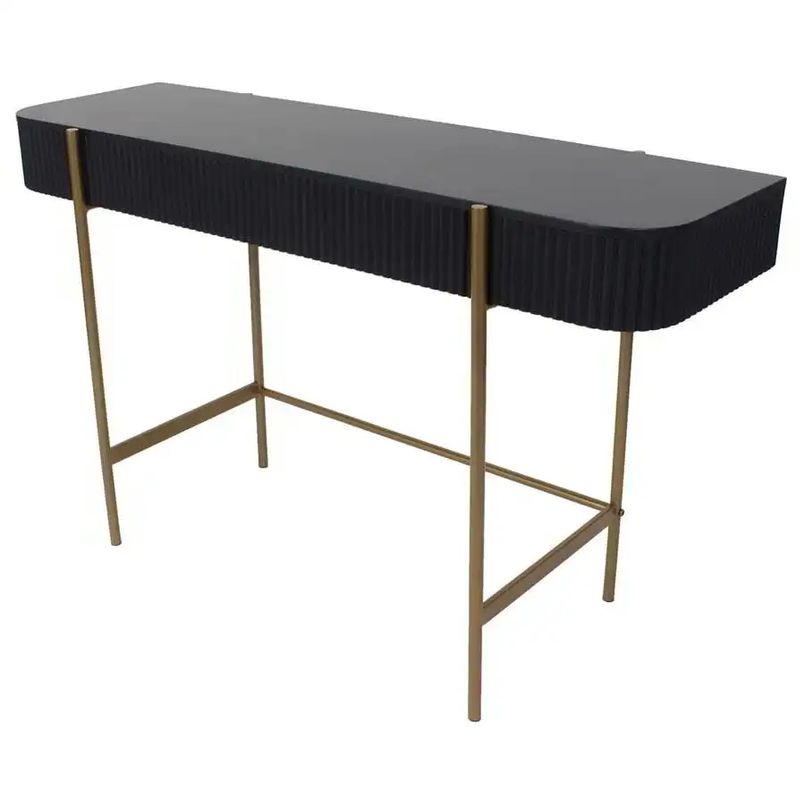 Wood Metal Ribbed Console Table 120 cm
