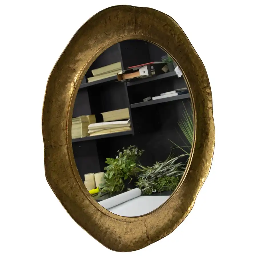 Willow & Silk New Gold Framed Round Wall Mirror 80cm