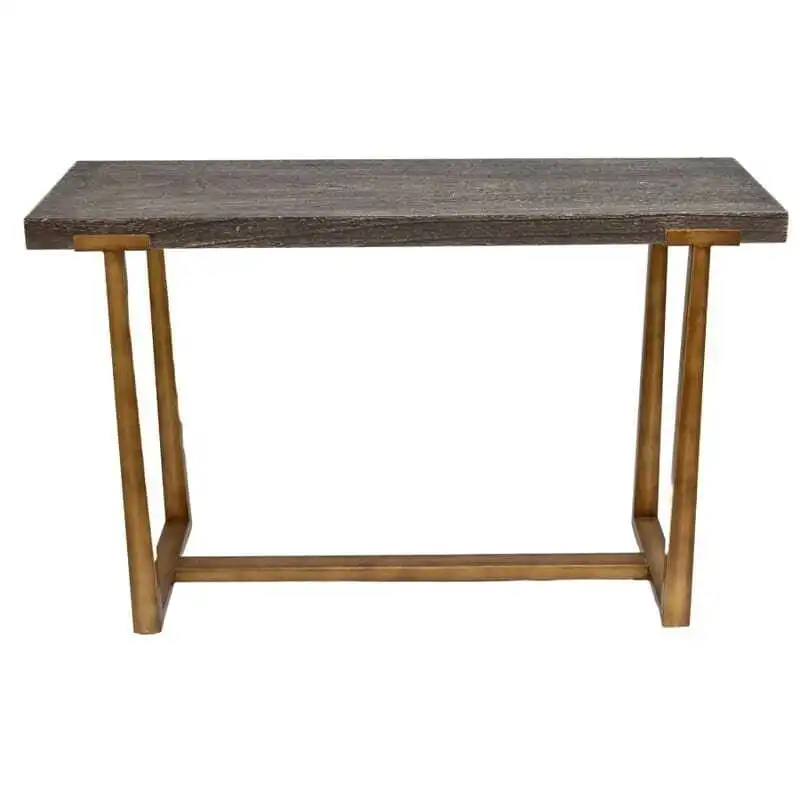 Willow & Silk Metal 120cm Golden Lustre Wooden Top Console/Hallway Table