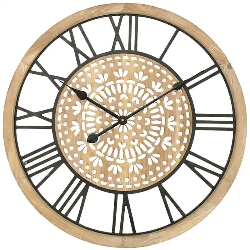 Willow & Silk XL Carved Industro-Hamptons Wall Clock NEW Clocks