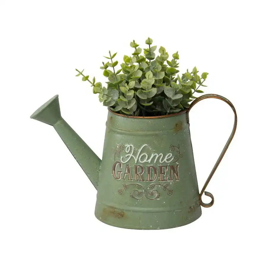 Rustic 'Home Garden' Watering Can - Distressed Green