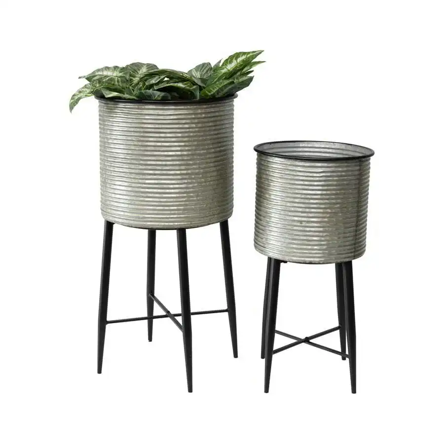 Willow & Silk Industro-Chic Stilted Planter Stands Set of 2