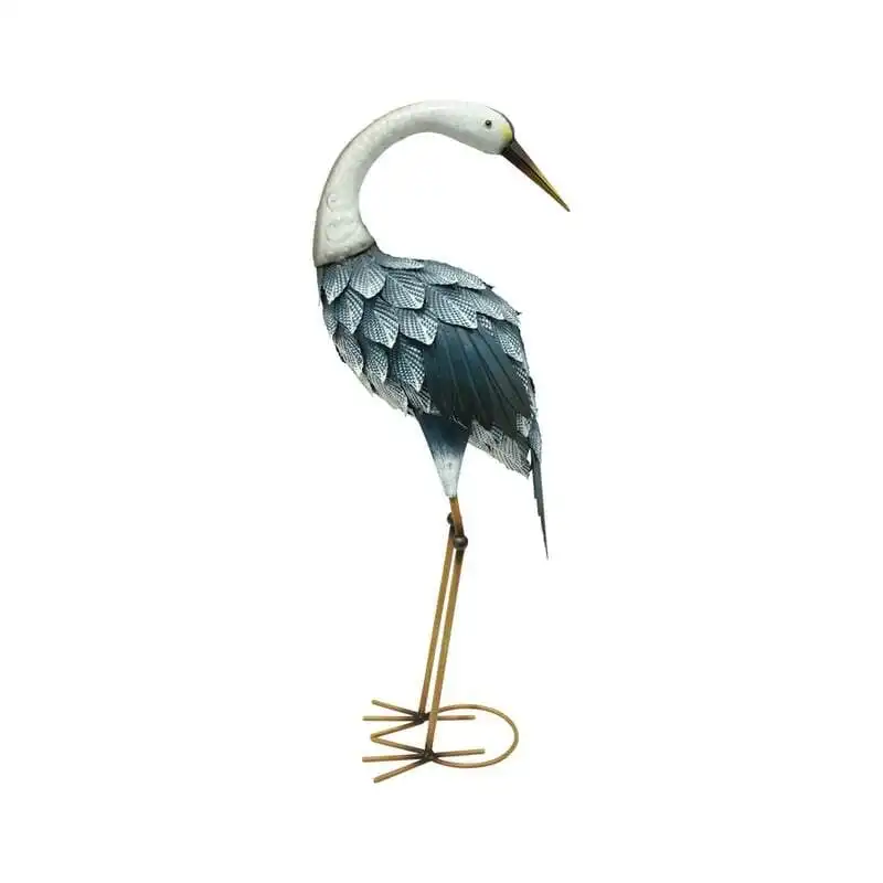 Willow & Silk Metal 72cm/64cm Set of 2 Blue Cranes Garden Ornament/Statue