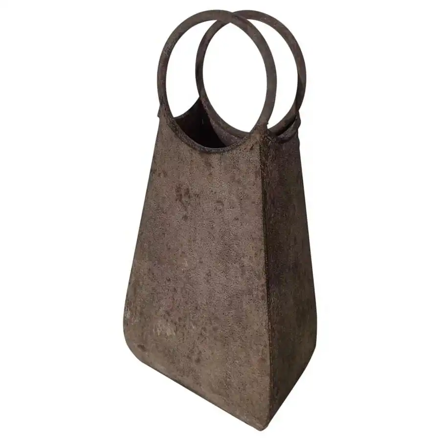 Metal Rust Handbag Planter w/Round Handles