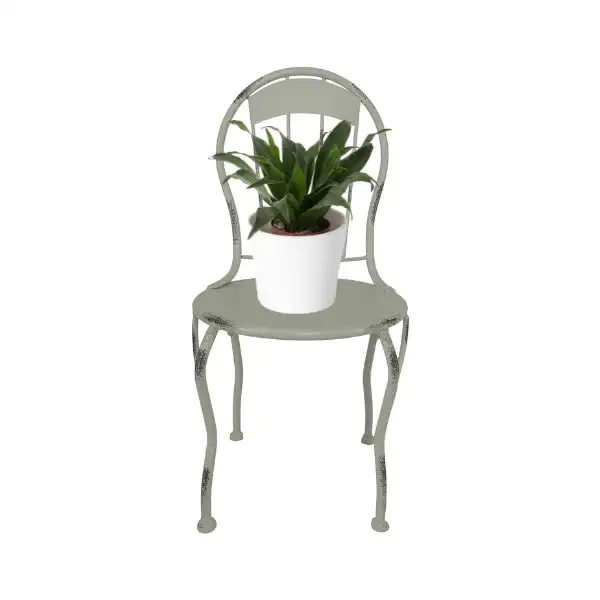 Metal Mini Chair Cum Pot Planter Stand 39.5 cm - White