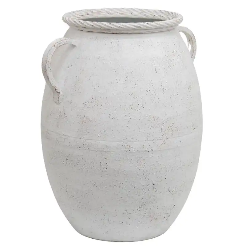 Willow & Silk Metal 42cm White 2-Handle Garden Flower Pot/Vase/Planter