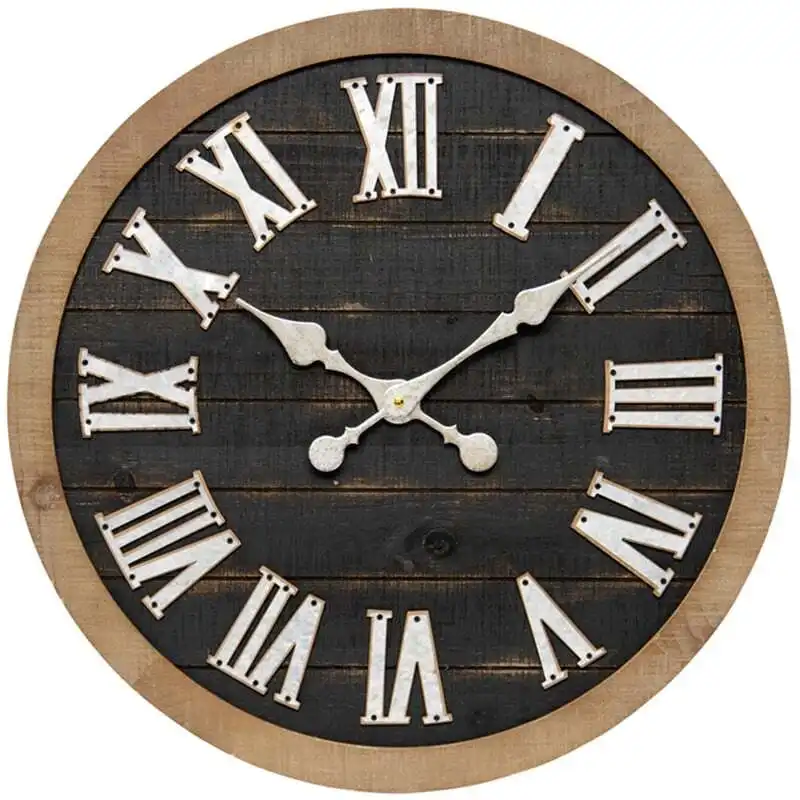 Willow & Silk 60 cm Vintage Galvanised Wood Wall Clock