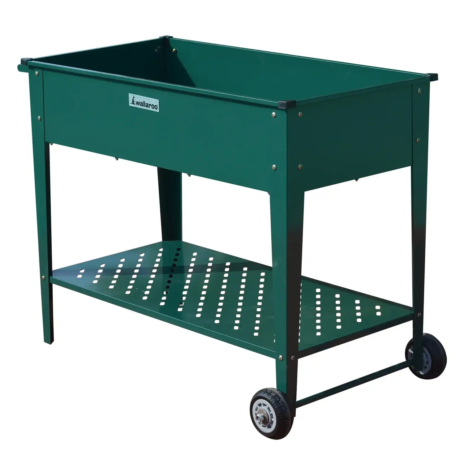 Wallaroo 108.5 x 50.5 x 80cm Galvanized Steel Garden Bed Cart Raised Planter Box - Green